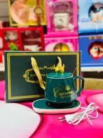 Кружка с подогревом 55 градусов,зеленая, 350 мл