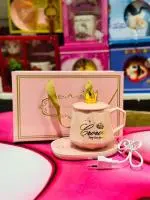 Керамическая кружка с подогревом 55 градусов,350 мл,розовая