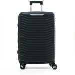 Чемодан Mybag черный, вид спереди с поднятой выдвижной ручкой