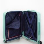 Чемодан Mironpan Line мятный, открытый, демонстрация внутреннего отделения