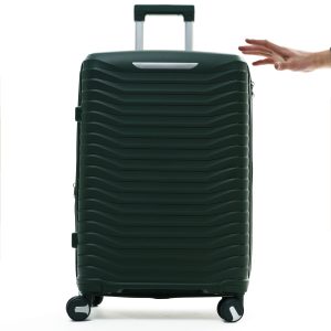 Чемодан Mybag темно-зелёный, вид спереди с поднятой выдвижной ручкой