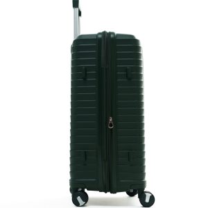 Чемодан Mybag темно-зелёный, вид слева с поднятой выдвижной ручкой