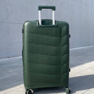 Чемодан Freedom NW зеленый, вид сзади с поднятой ручкой