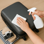 Демонстрация простоты ухода за чемоданом