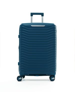Чемодан Mybag бирюзовый, вид спереди с поднятой выдвижной ручкой